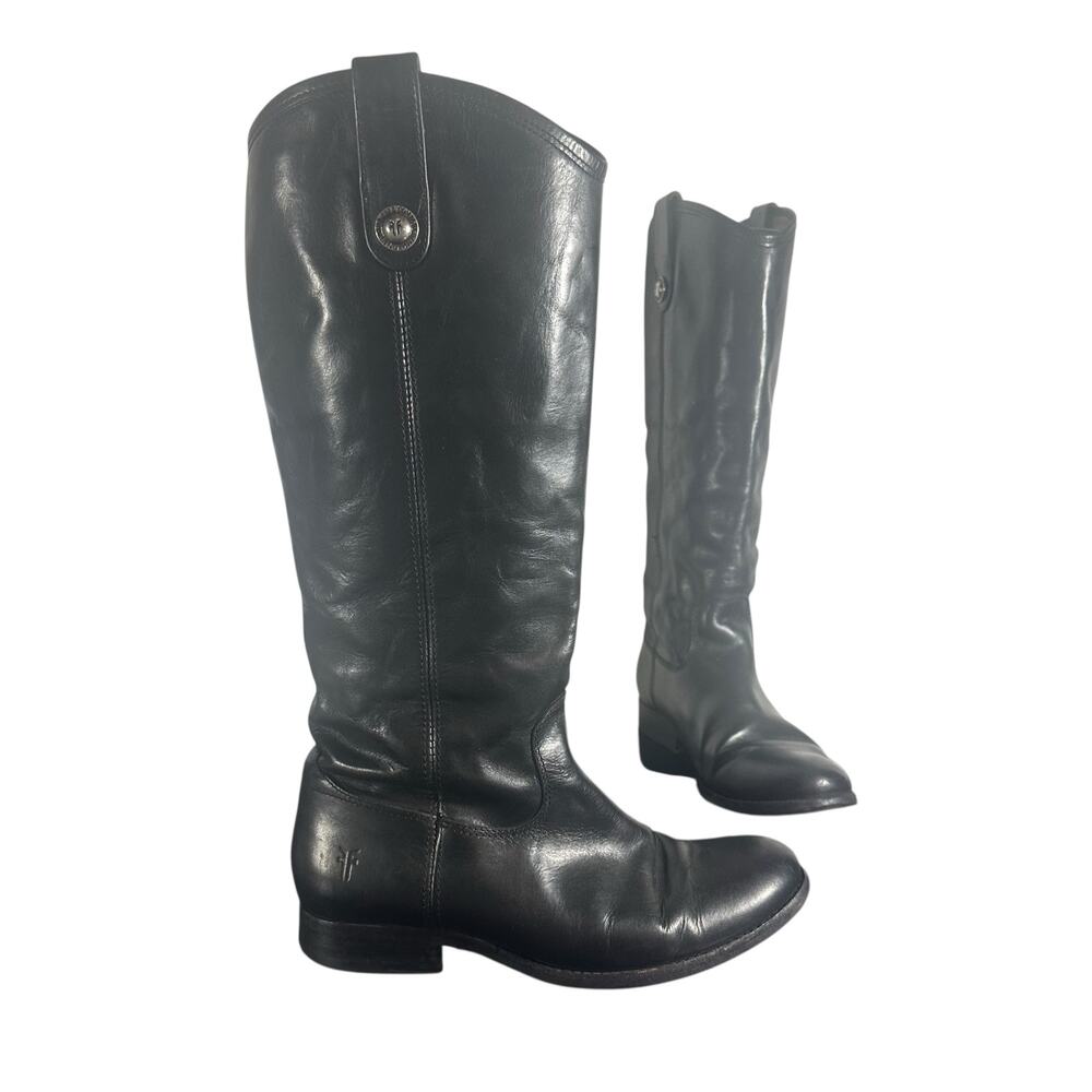 Frye Melissa Button Black Leather Riding Pull-On Boots Size 7 – Minor Wear